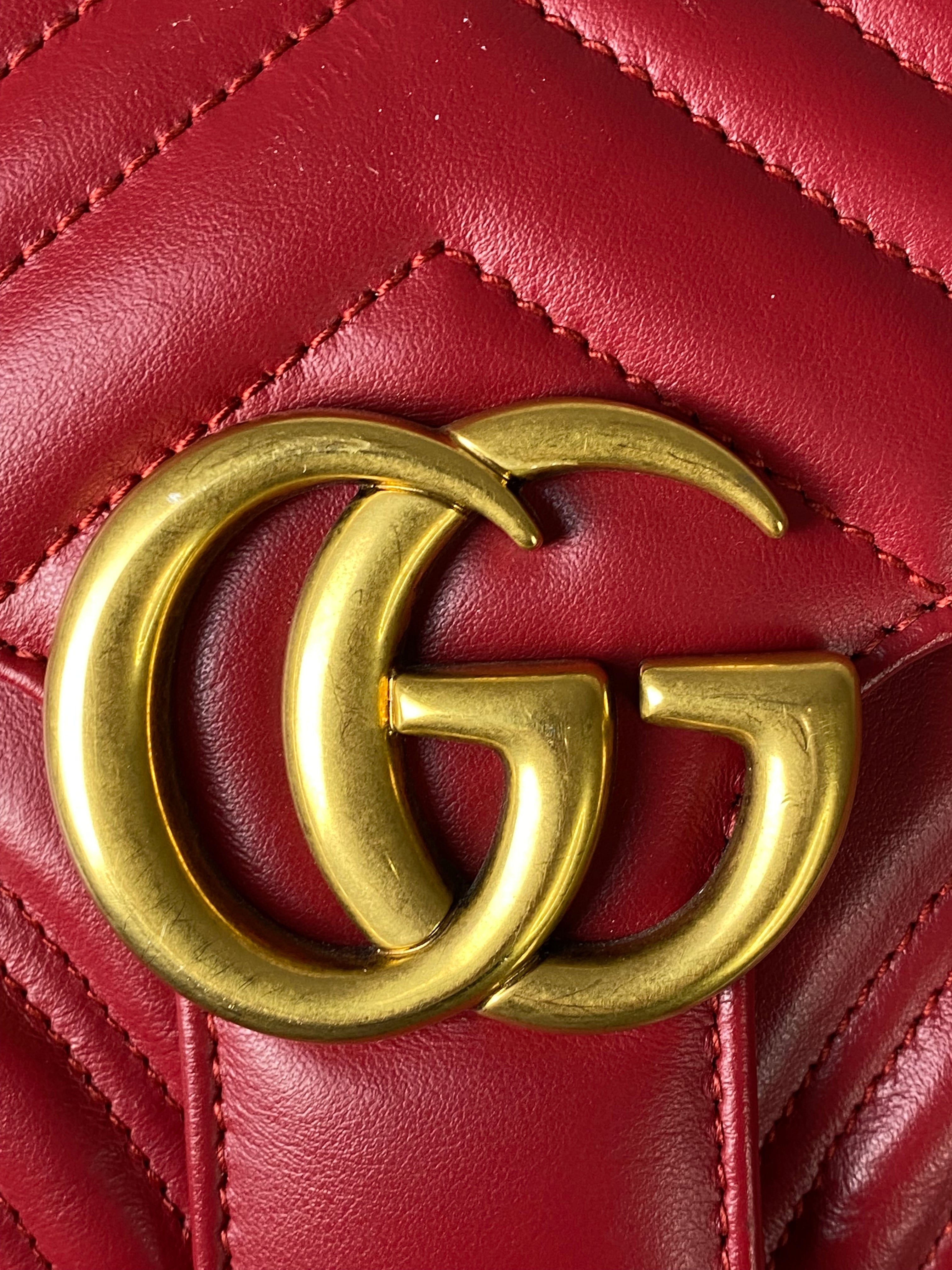 Gucci Red Marmont Top Handle Bag