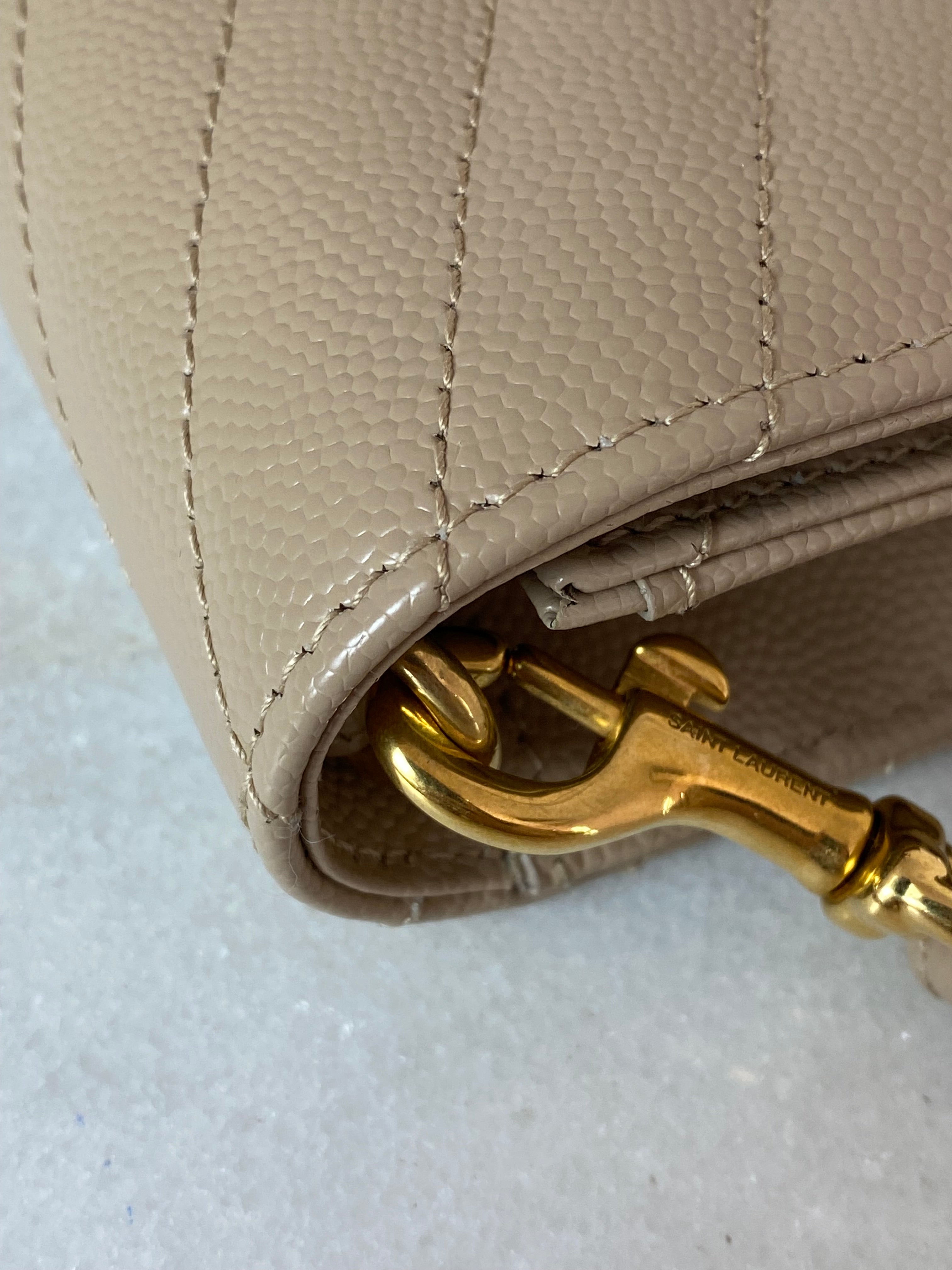 YSL Beige Cassandre Small Flap Pouch W/ Holder-Pouch-YSL-The Closet Egypt