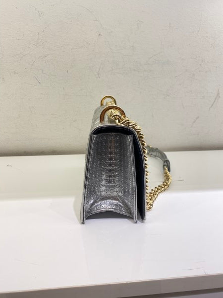 Christian Dior Metallic Silver Diorama Small Bag