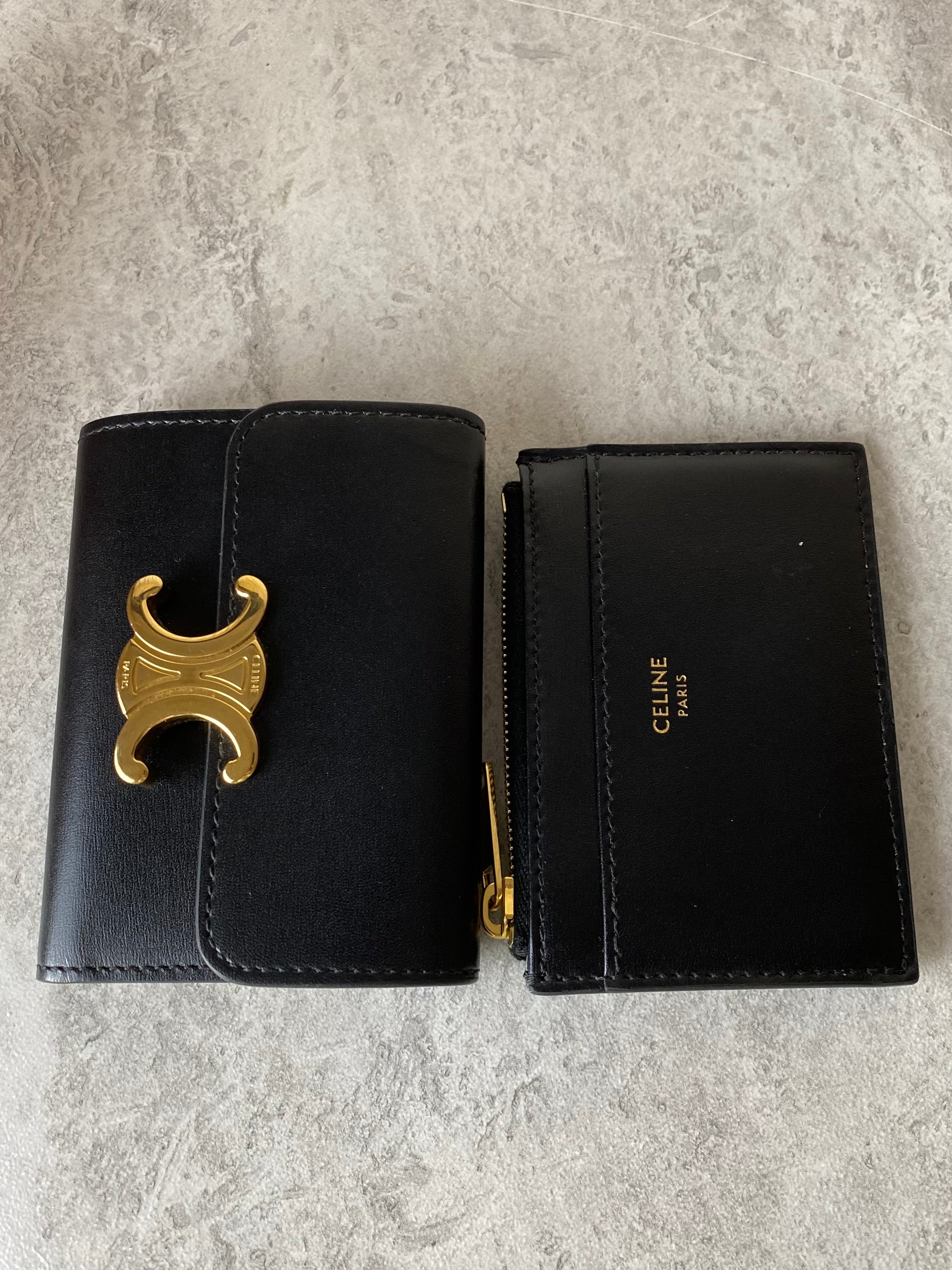 Celine Black Compact Wallet W/ Coin Triomphe-wallet-Celine-The Closet Egypt