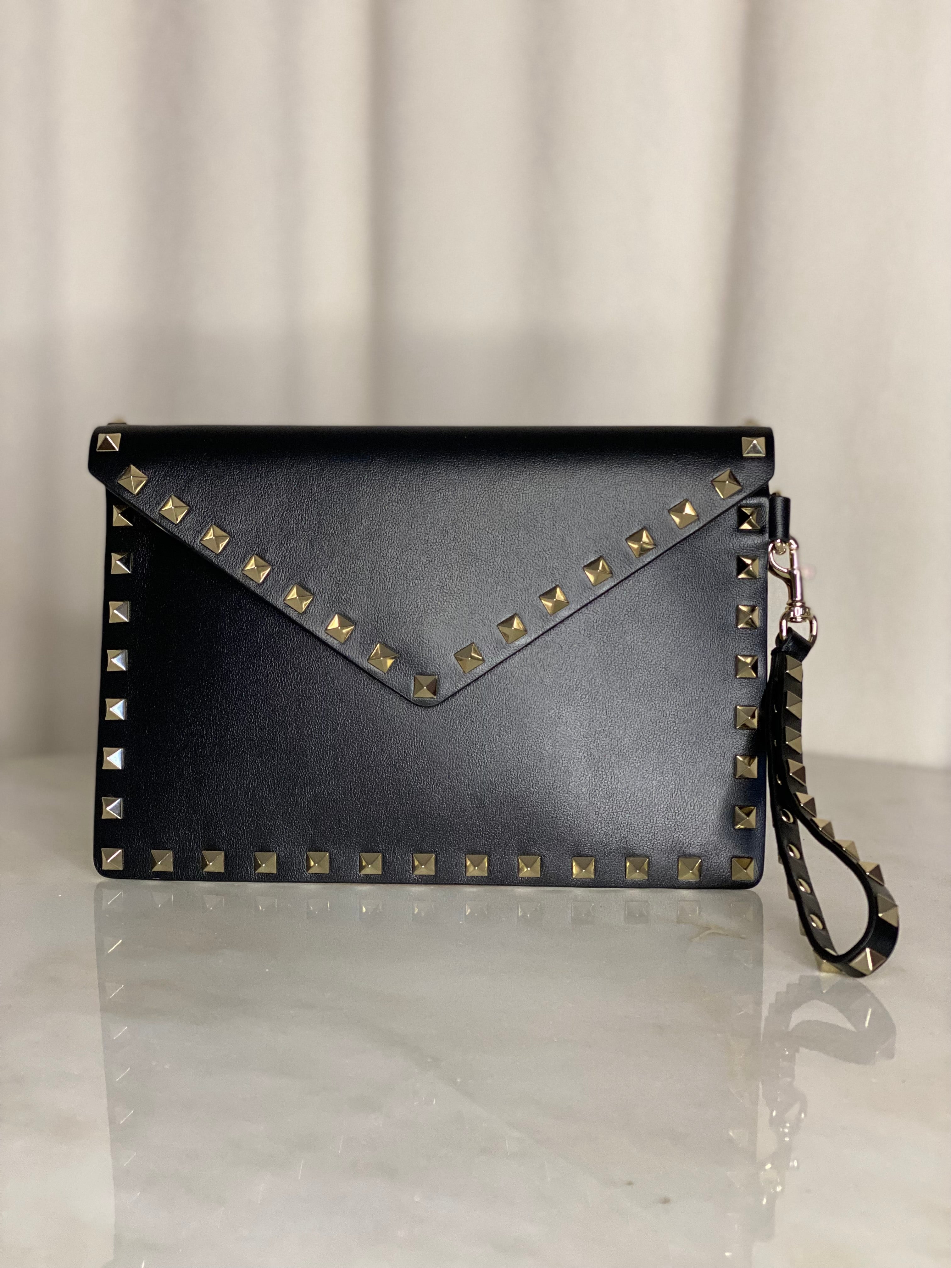 Valentino Black Studded Pouch W/ Handle-Pouch-Valentino-The Closet Egypt