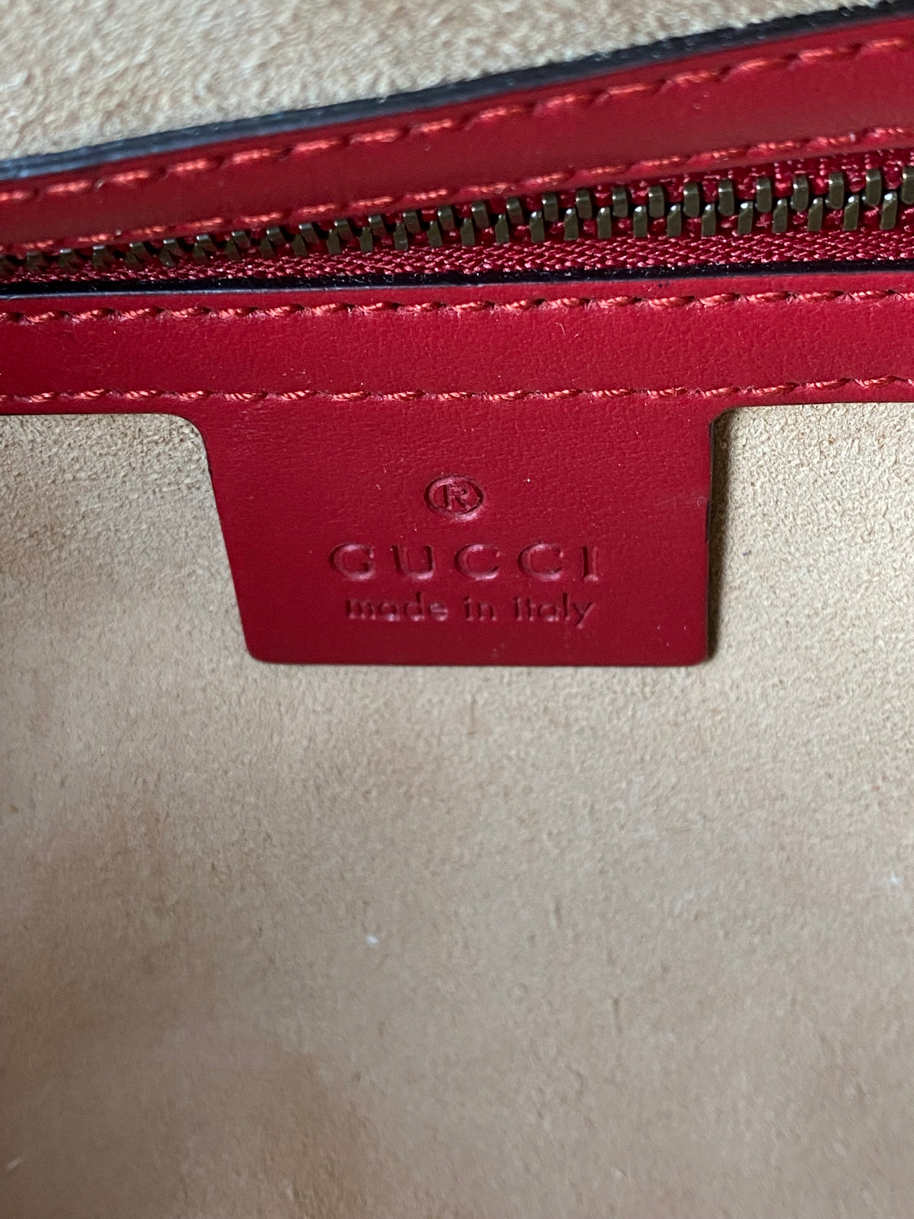 Gucci Red Marmont Top Handle Bag