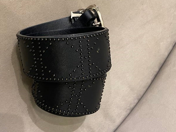Christian Dior Black Studded D Buckle Belt-Belt-Christian Dior-The Closet Egypt
