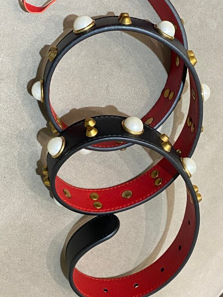 Gucci Black GG Pearl Bow Buckle Studded Belt 34-Belt-Gucci-The Closet Egypt