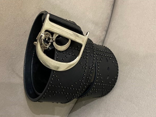 Christian Dior Black Studded D Buckle Belt-Belt-Christian Dior-The Closet Egypt