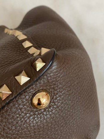 Valentino Cacao Tote Rockstud Bag-handbag-Valentino-The Closet Egypt
