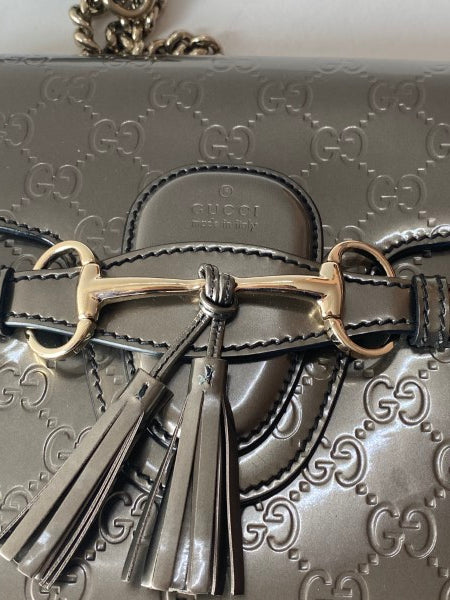 Gucci Silver GG Emily Vernise Large Bag-handbag-Gucci-The Closet Egypt