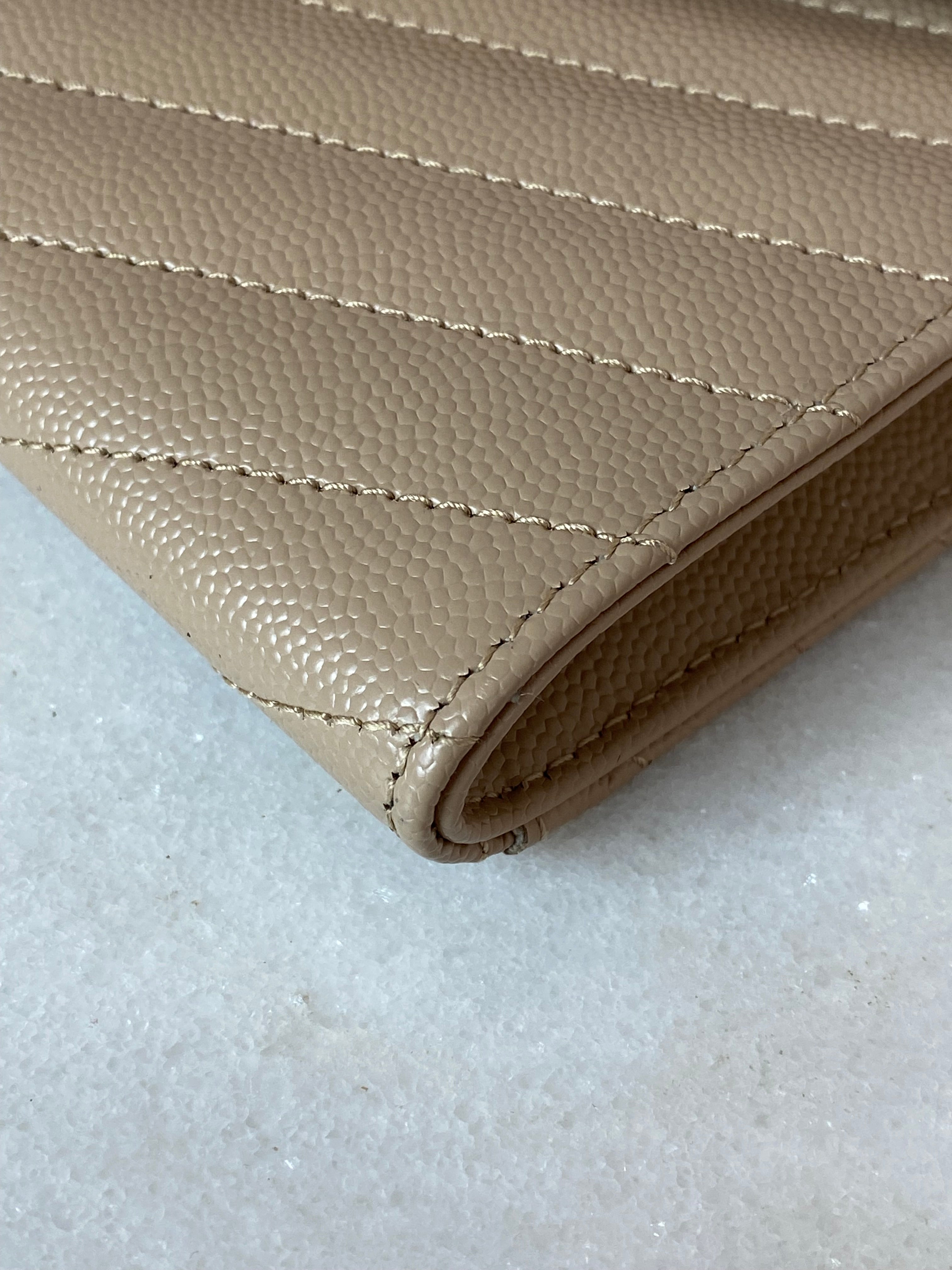 YSL Beige Cassandre Small Flap Pouch W/ Holder-Pouch-YSL-The Closet Egypt