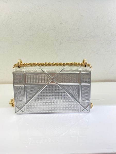 Christian Dior Metallic Silver Diorama Small Bag