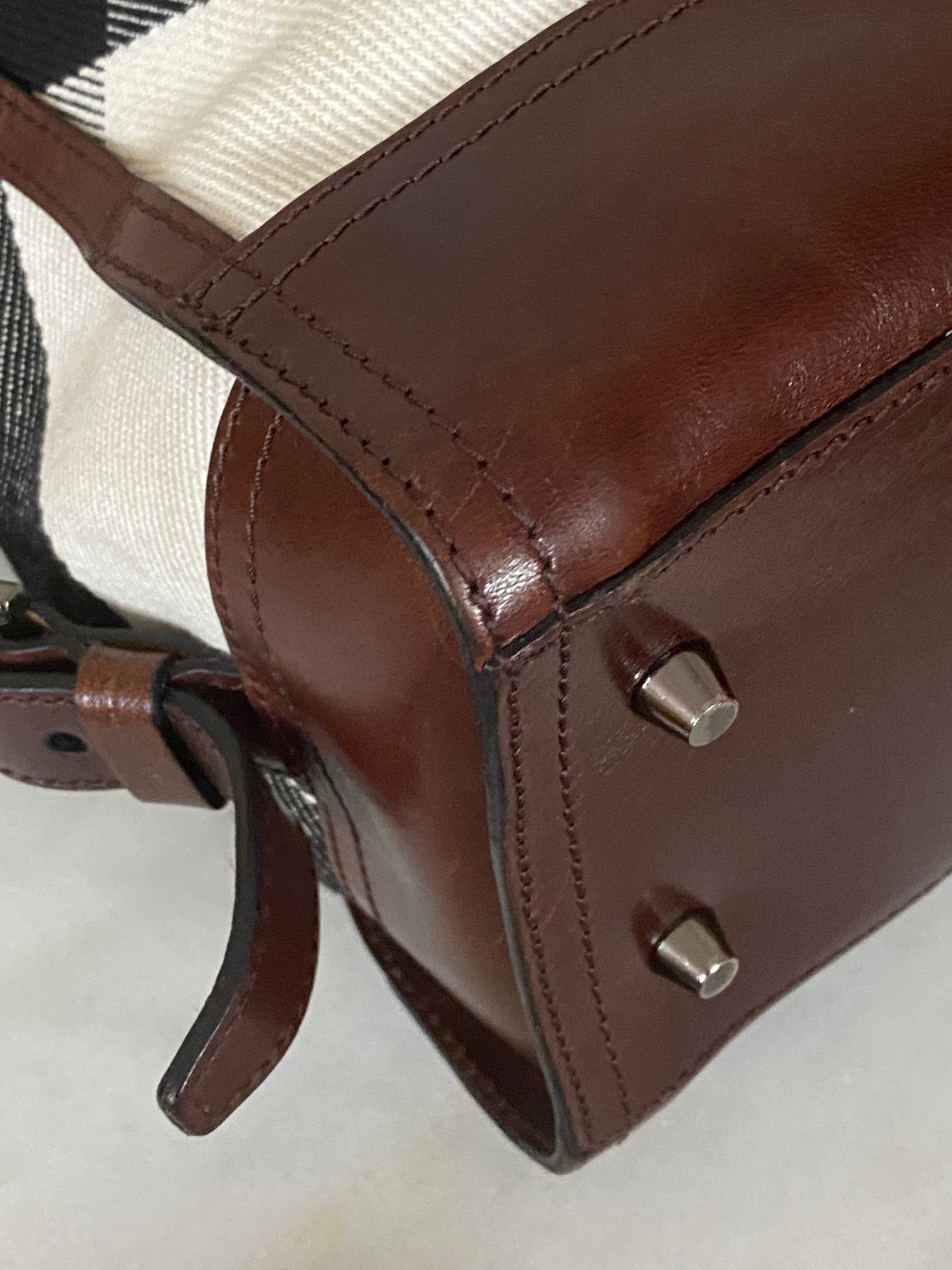 Burberry Brown Bridle Nova Check Zip Top Handle Bag-handbag-Burberry-The Closet Egypt