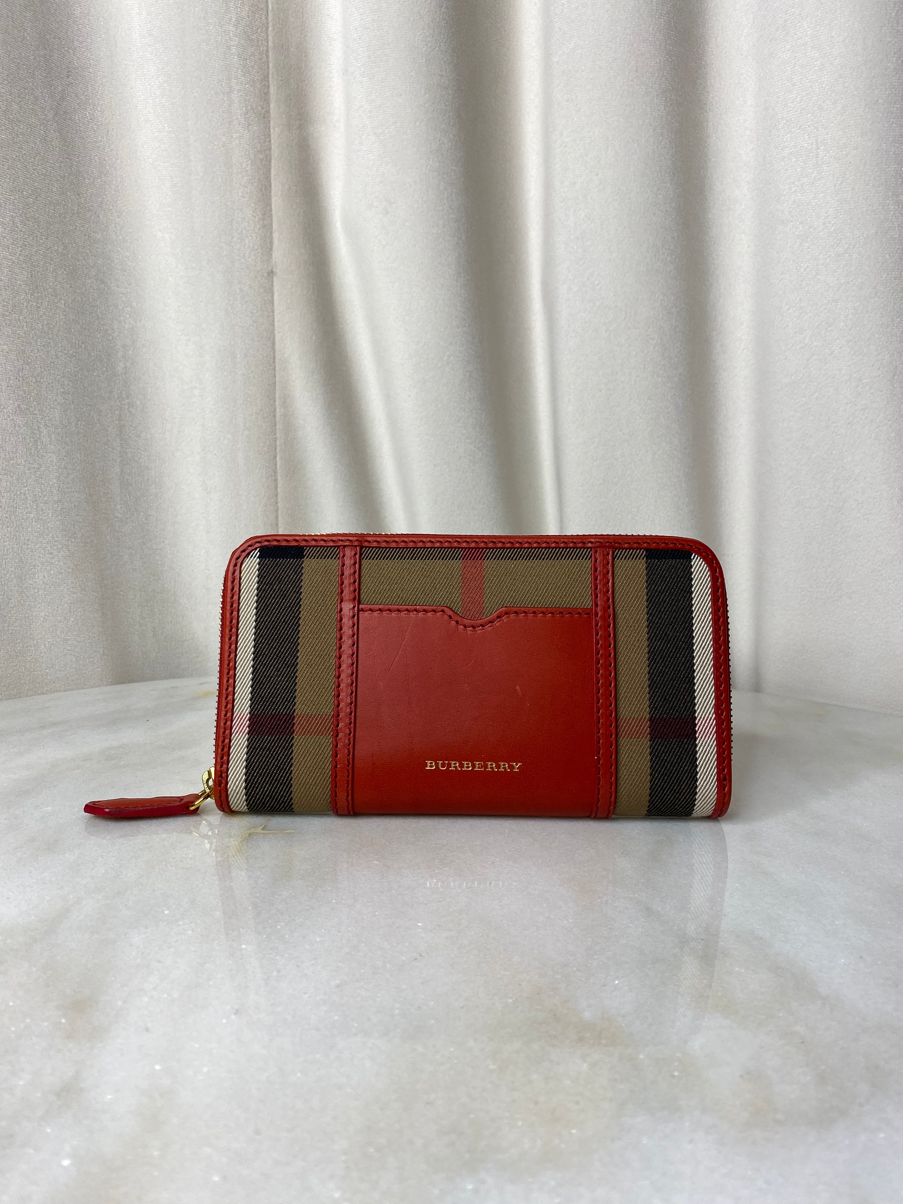 Burberry House Check Red ZIGGY ZIP Long Wallet-wallet-Burberry-The Closet Egypt