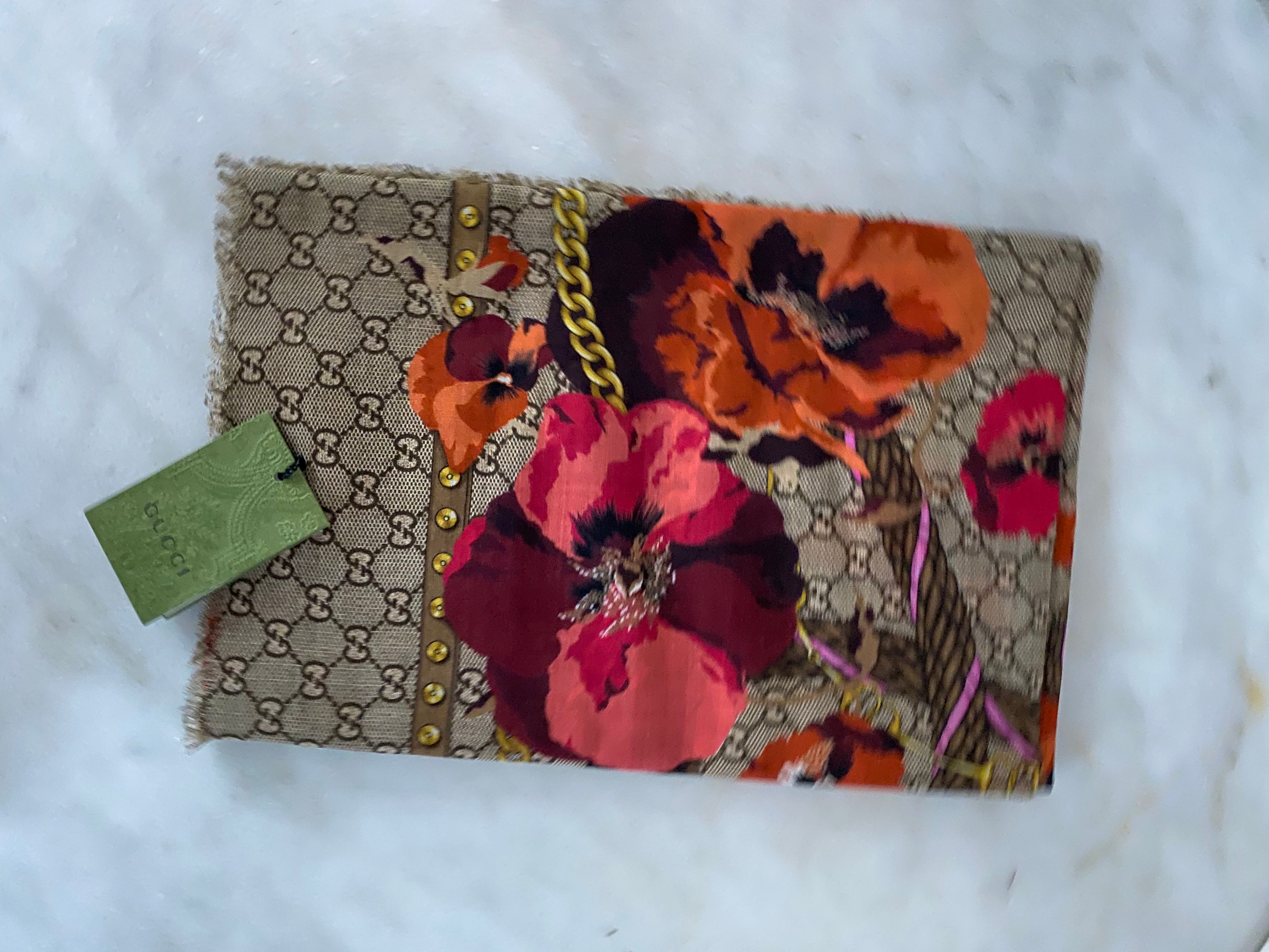 Gucci Bicolor GG Floral Scarf-Scarf-Gucci-The Closet Egypt