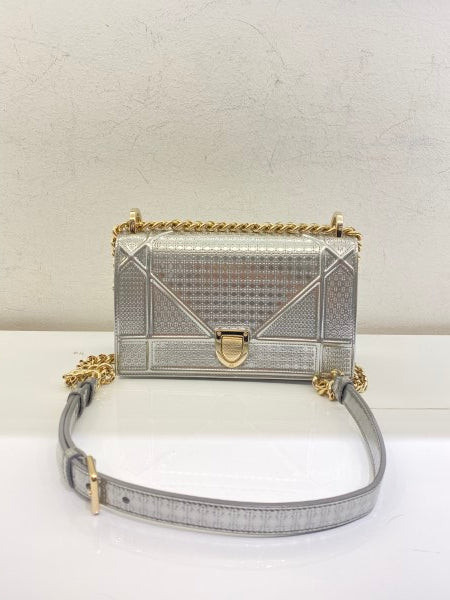 Christian Dior Metallic Silver Diorama Small Bag