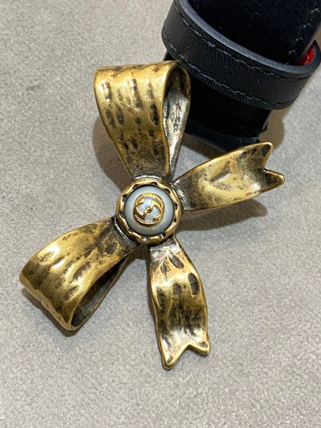 Gucci Black GG Pearl Bow Buckle Studded Belt 34-Belt-Gucci-The Closet Egypt