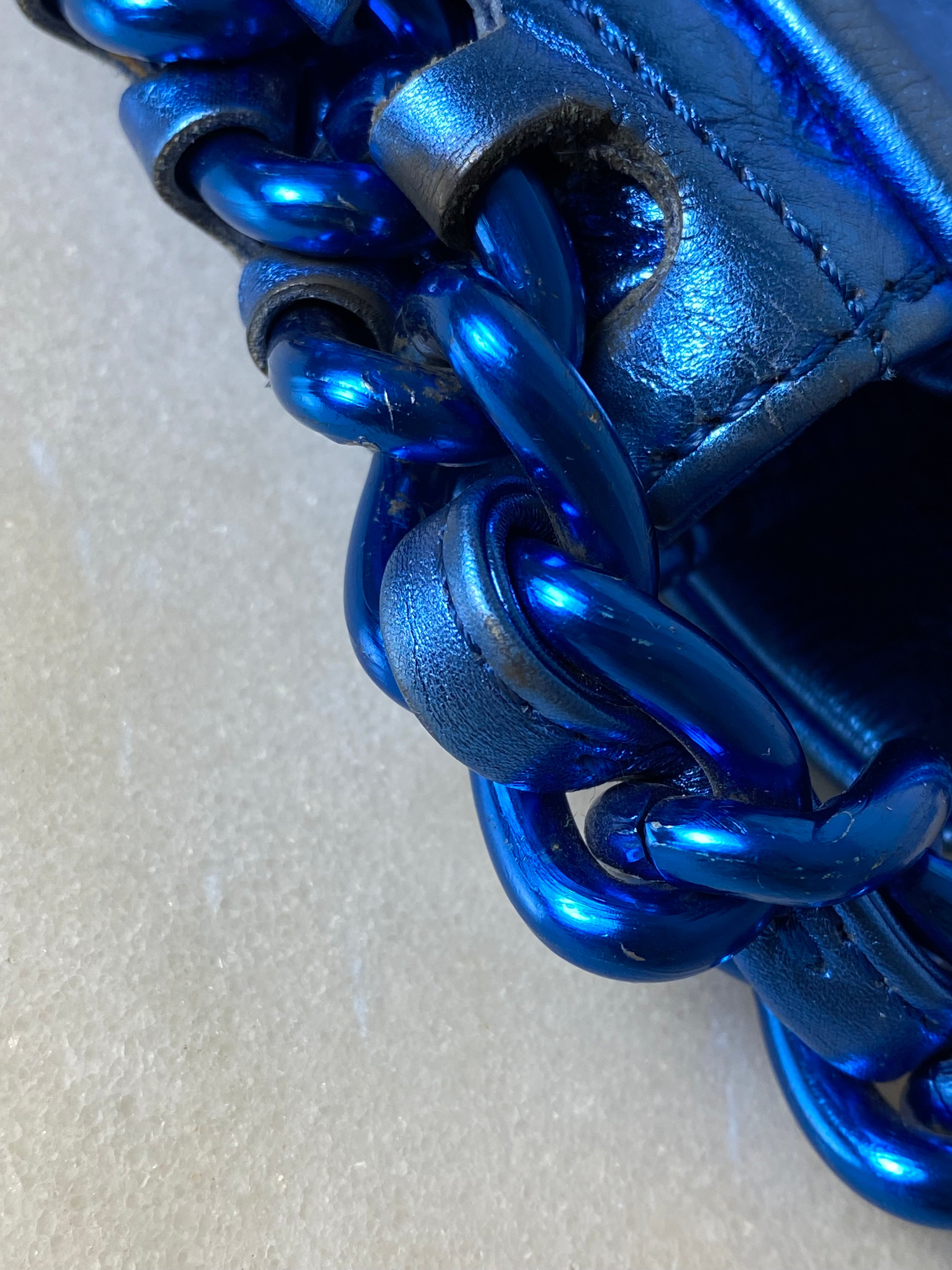 Chanel Metallic Blue CC Modern Chain Flap Shoulder Bag-handbag-Chanel-The Closet Egypt