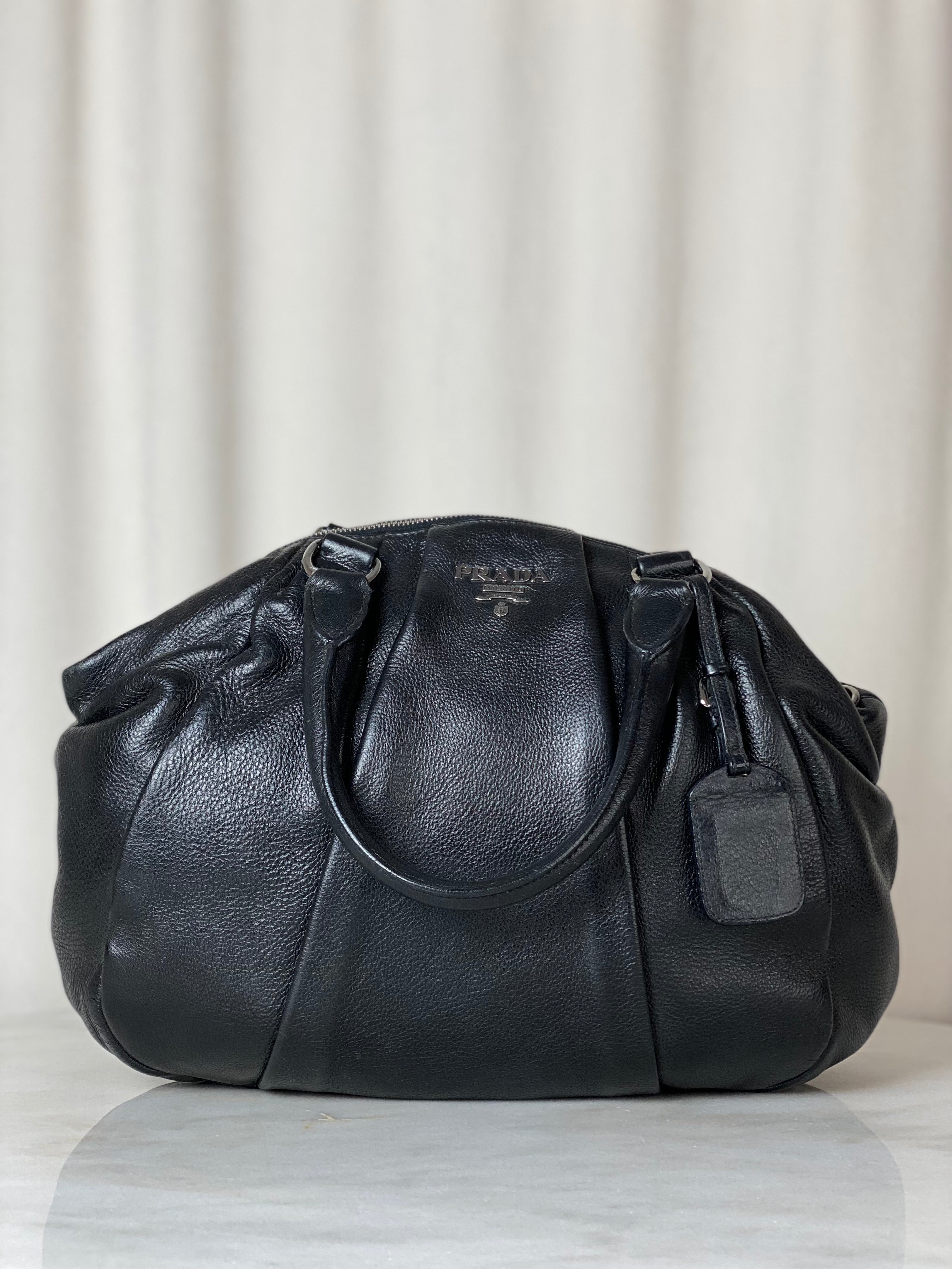 Prada Black Deerskin Cervo Antik Bowler Bag