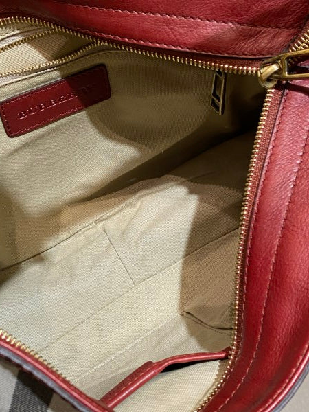 Burberry Burgundy House Check Parsons Hobo Bag-handbag-Burberry-The Closet Egypt