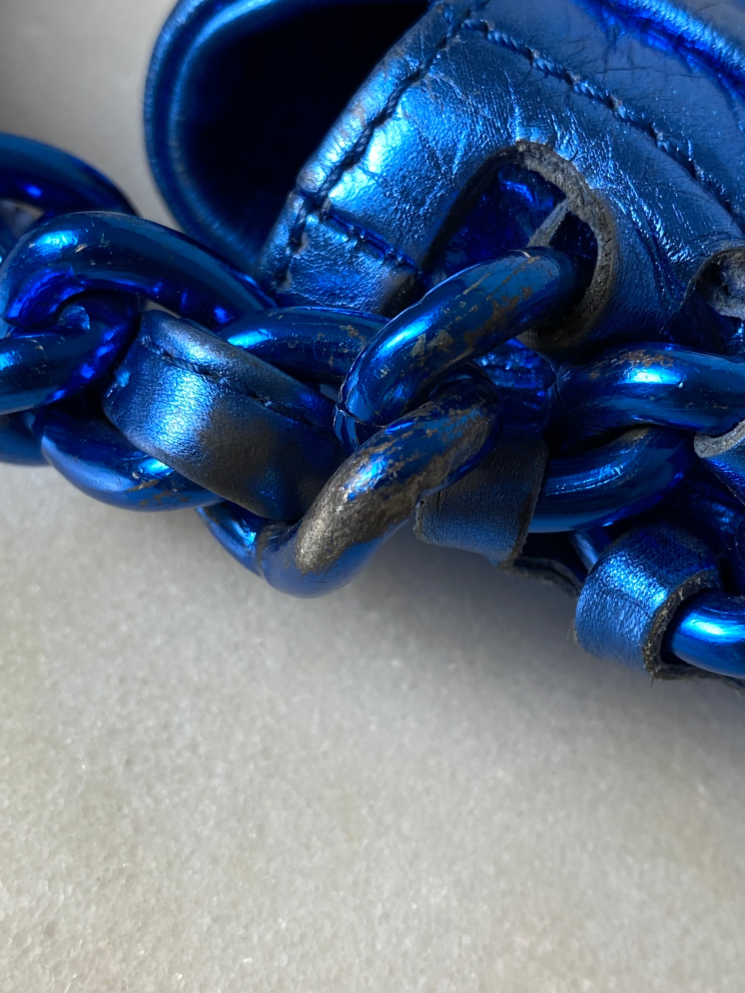 Chanel Metallic Blue CC Modern Chain Flap Shoulder Bag-handbag-Chanel-The Closet Egypt