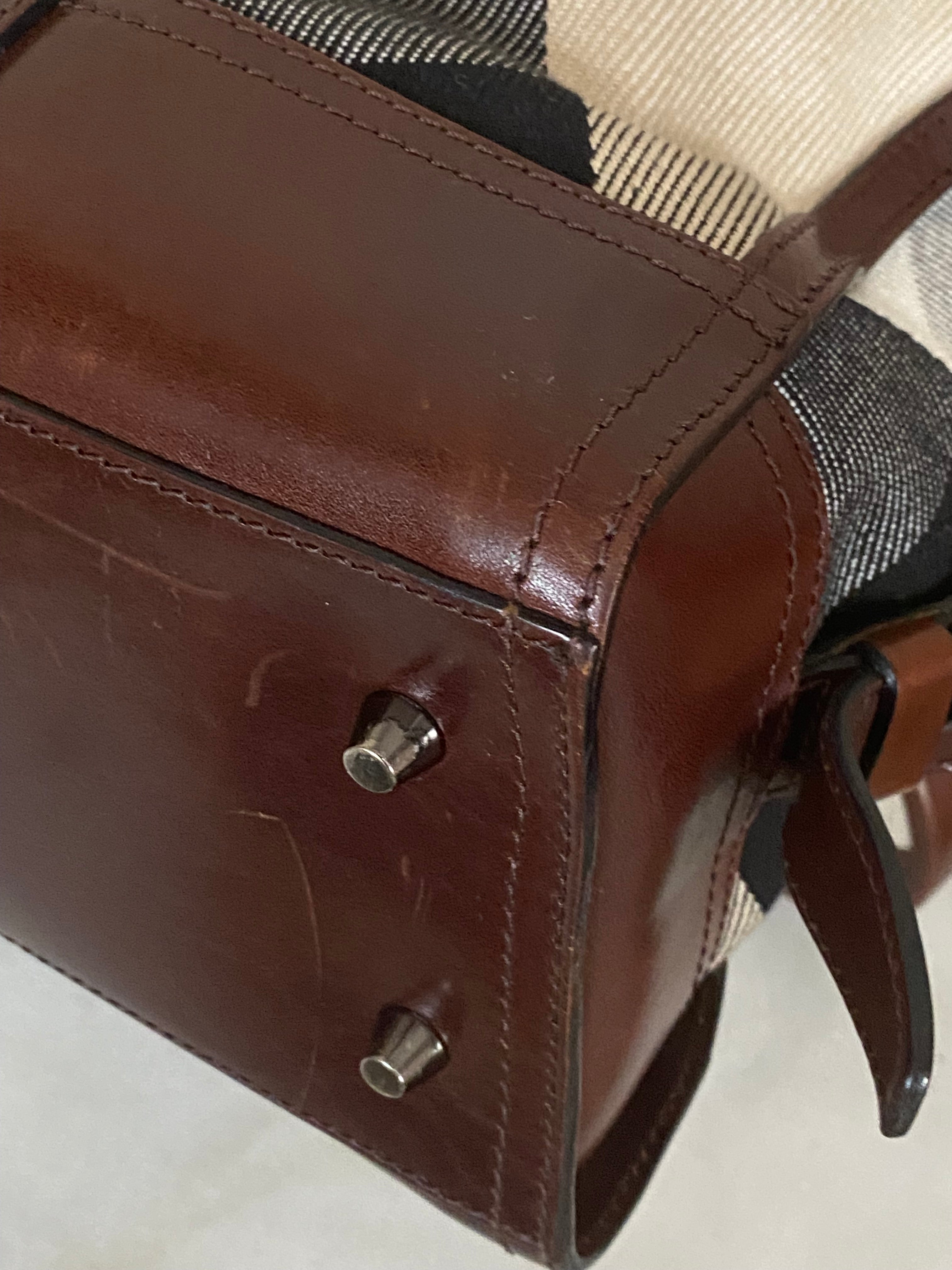 Burberry Brown Bridle Nova Check Zip Top Handle Bag-handbag-Burberry-The Closet Egypt