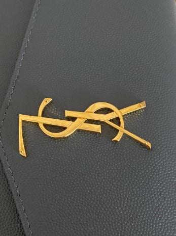 YSl Grey Uptown WOC W/ Card Holder-Wallet Chain-YSL-The Closet Egypt