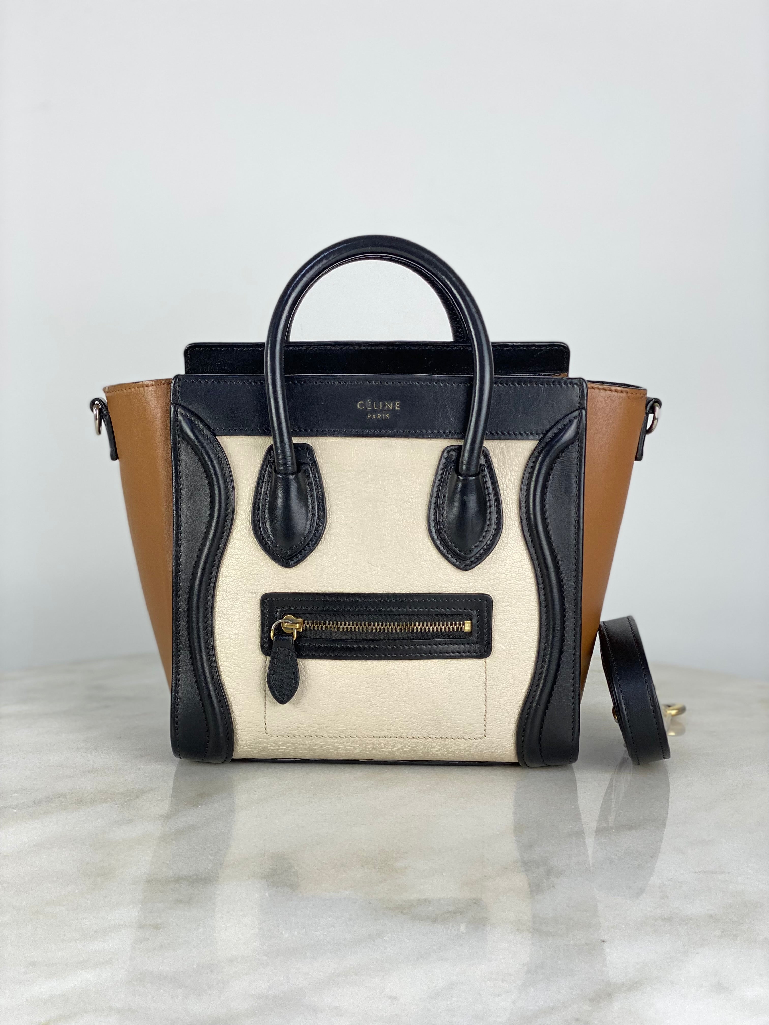 Celine Tricolor Nano Luggage Tote Bag