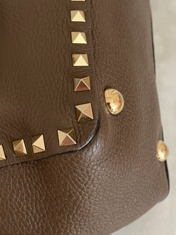Valentino Cacao Tote Rockstud Bag-handbag-Valentino-The Closet Egypt