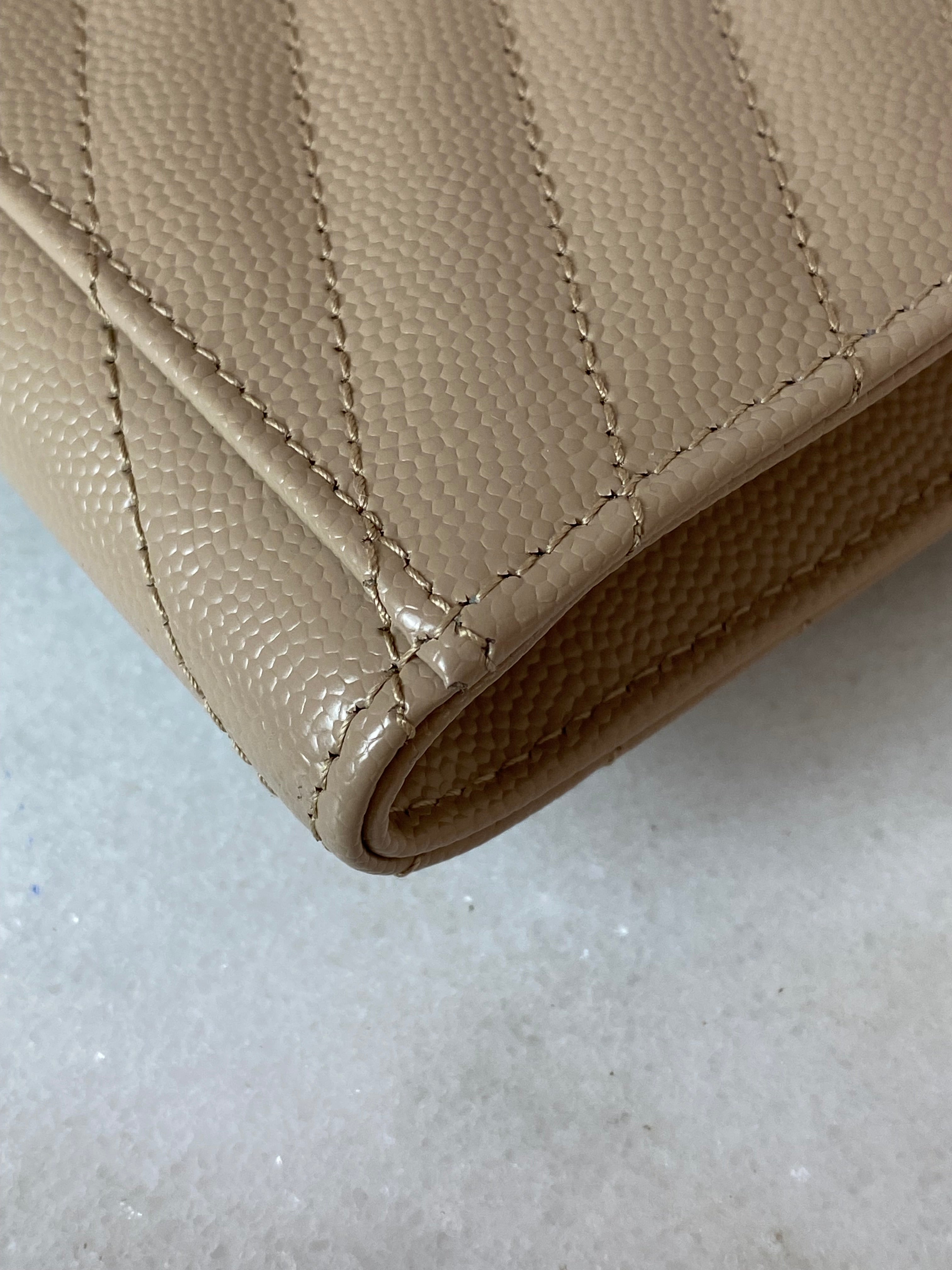 YSL Beige Cassandre Small Flap Pouch W/ Holder-Pouch-YSL-The Closet Egypt