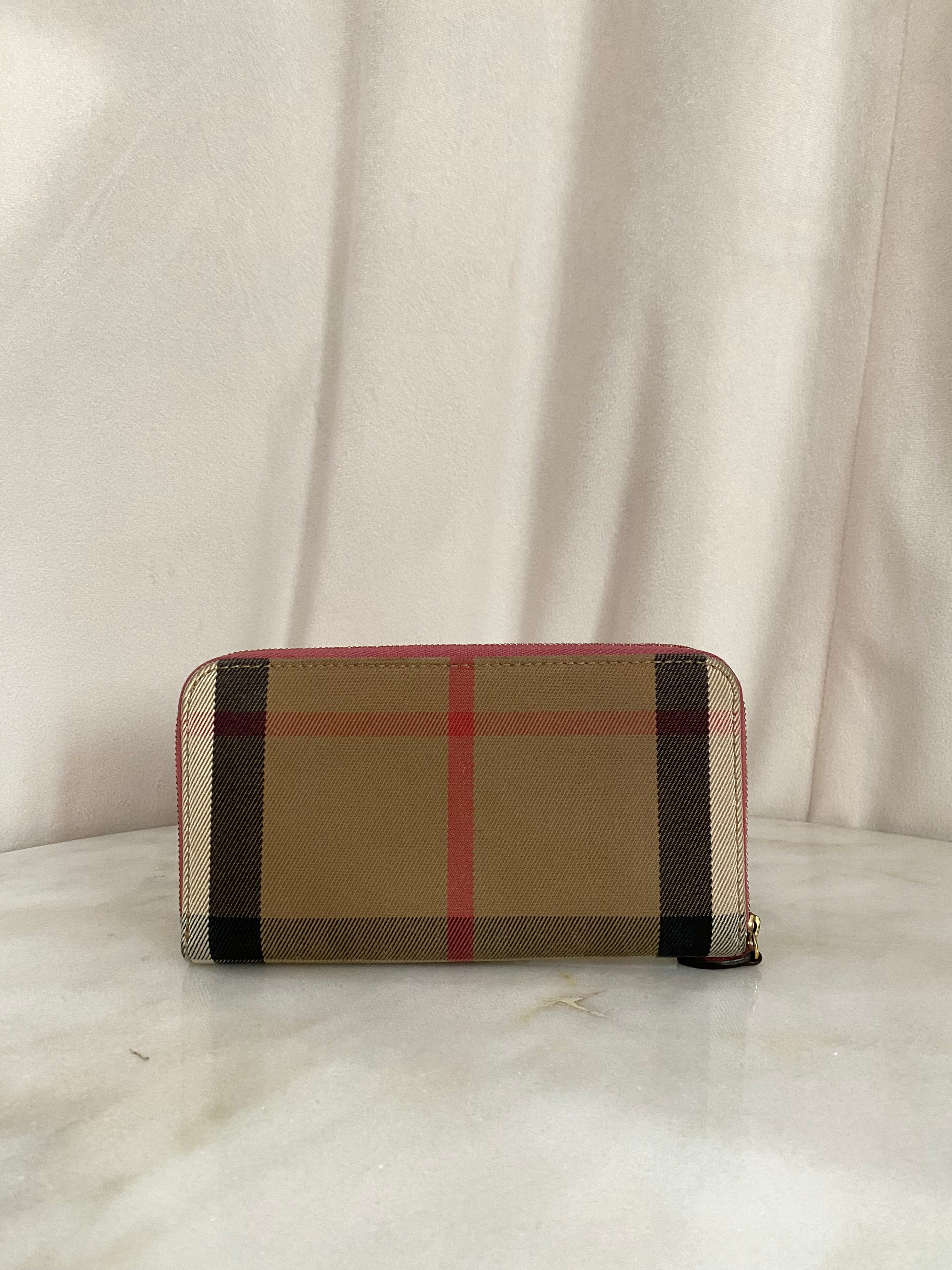 Burberry House Check Pink Zip Long Wallet-wallet-Burberry-The Closet Egypt