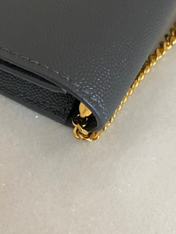 YSl Grey Uptown WOC W/ Card Holder-Wallet Chain-YSL-The Closet Egypt