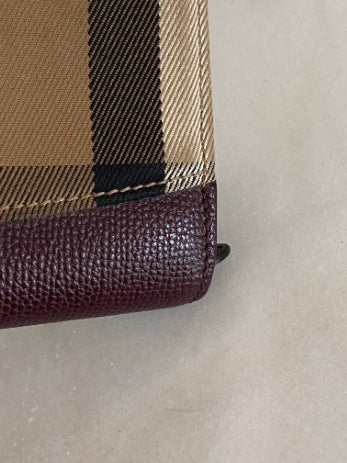Burberry Burgundy House Check Long MVV Wallet-wallet-Burberry-The Closet Egypt