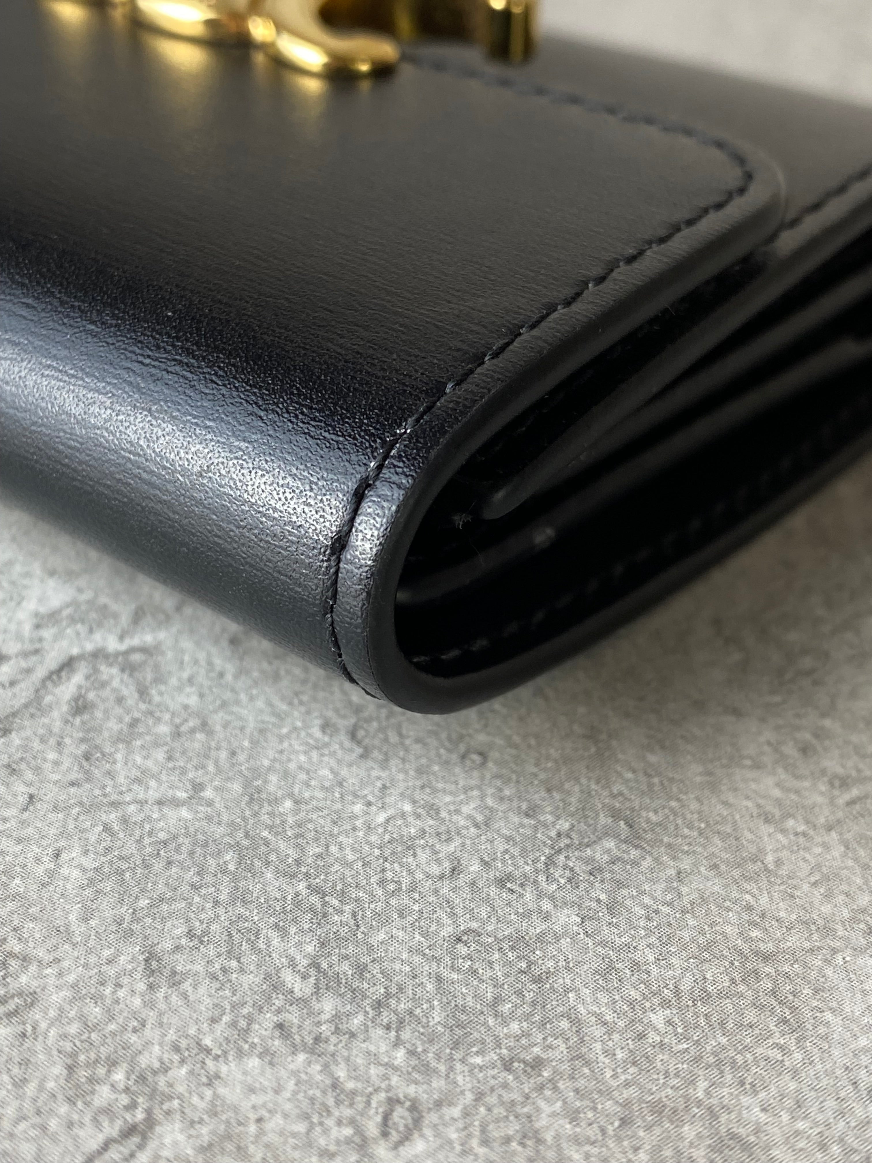 Celine Black Compact Wallet W/ Coin Triomphe-wallet-Celine-The Closet Egypt