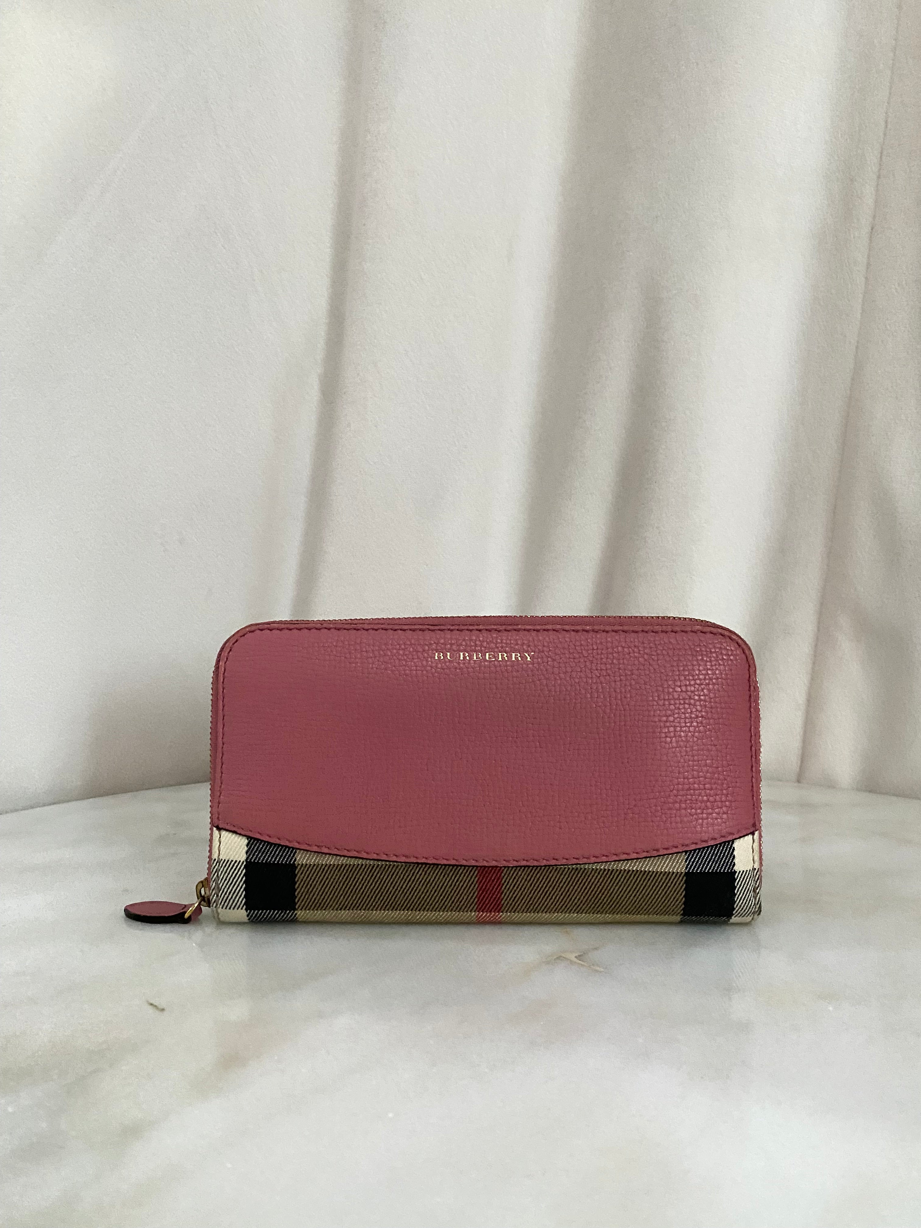Burberry House Check Pink Zip Long Wallet-wallet-Burberry-The Closet Egypt