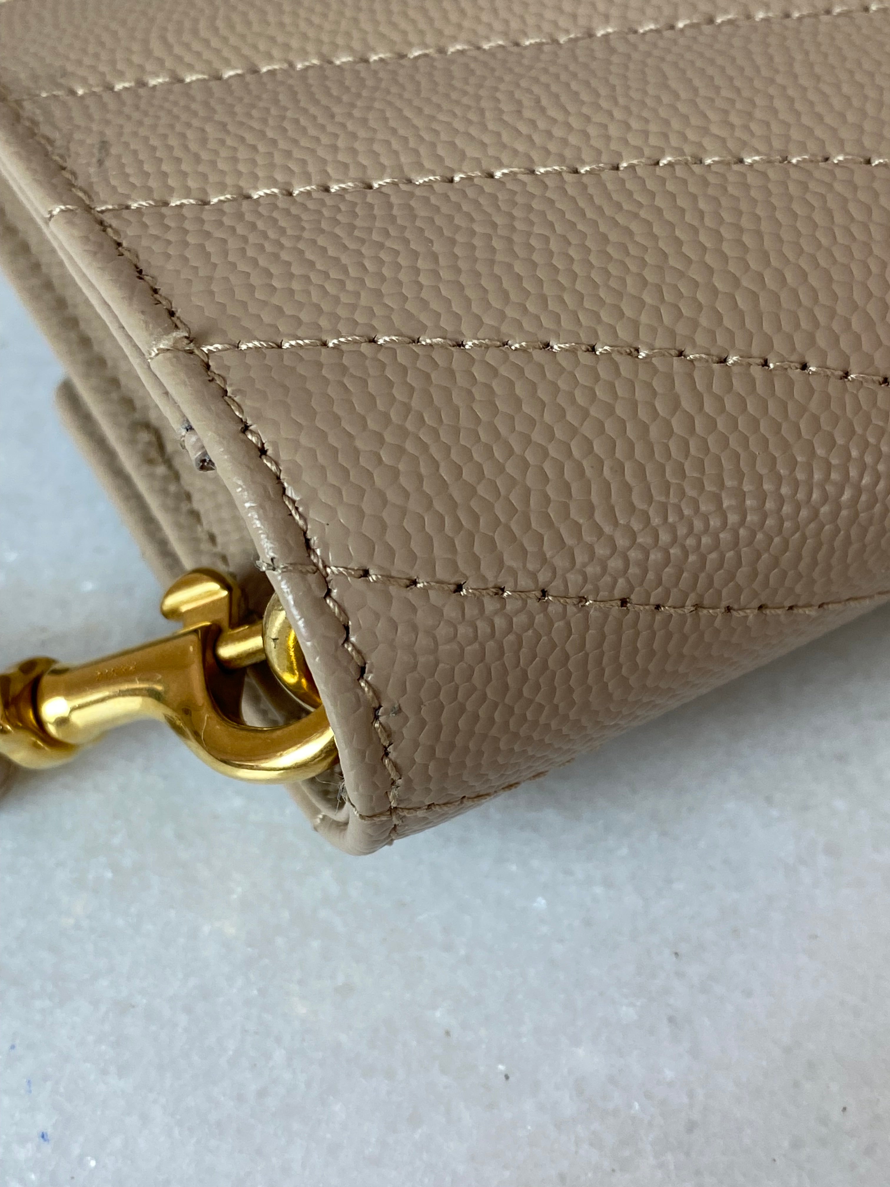 YSL Beige Cassandre Small Flap Pouch W/ Holder-Pouch-YSL-The Closet Egypt