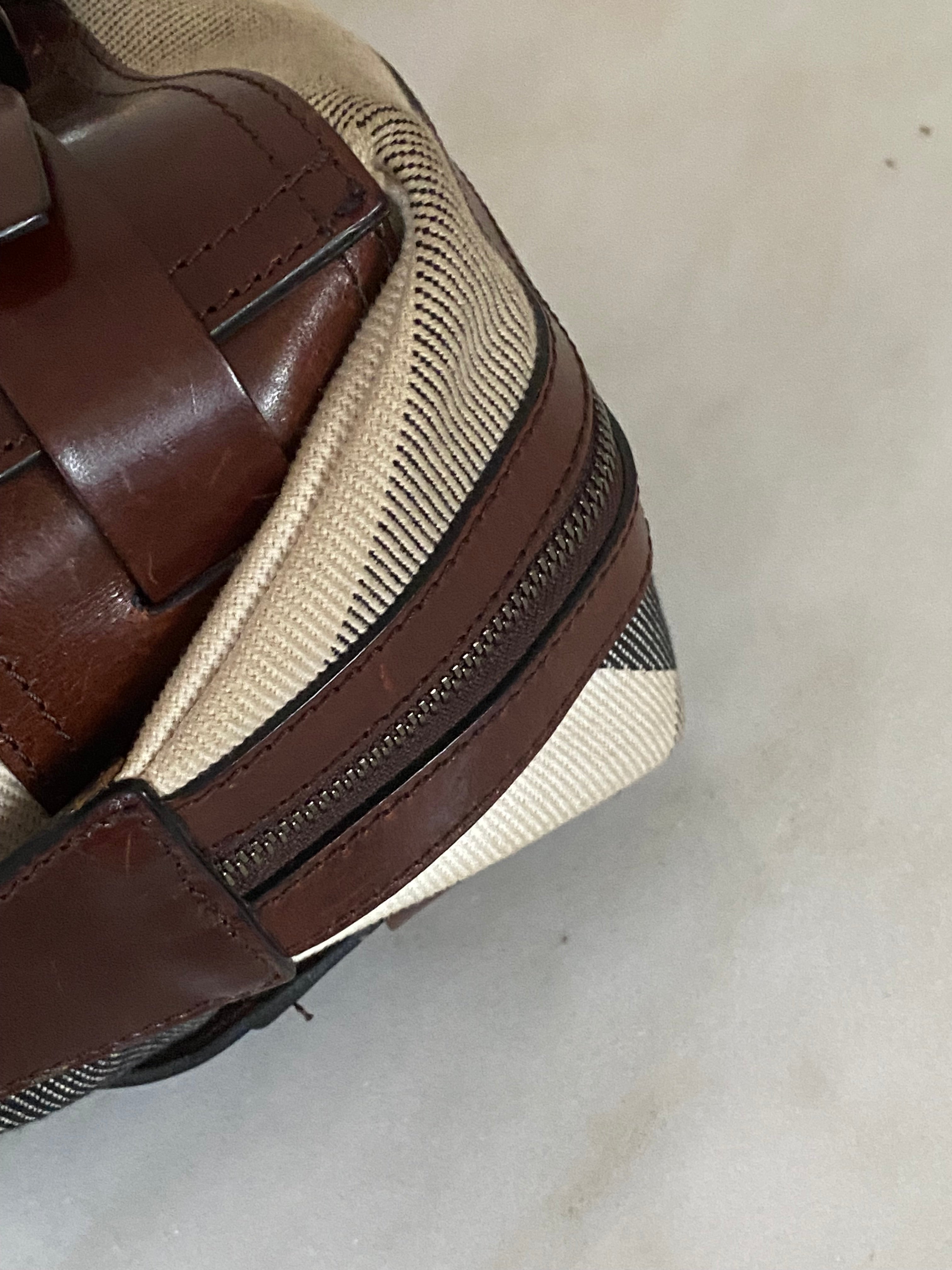 Burberry Brown Bridle Nova Check Zip Top Handle Bag-handbag-Burberry-The Closet Egypt