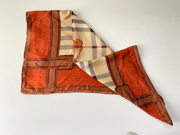 Burberry Orange Haymarket Check Scarf-Scarf-Burberry-The Closet Egypt