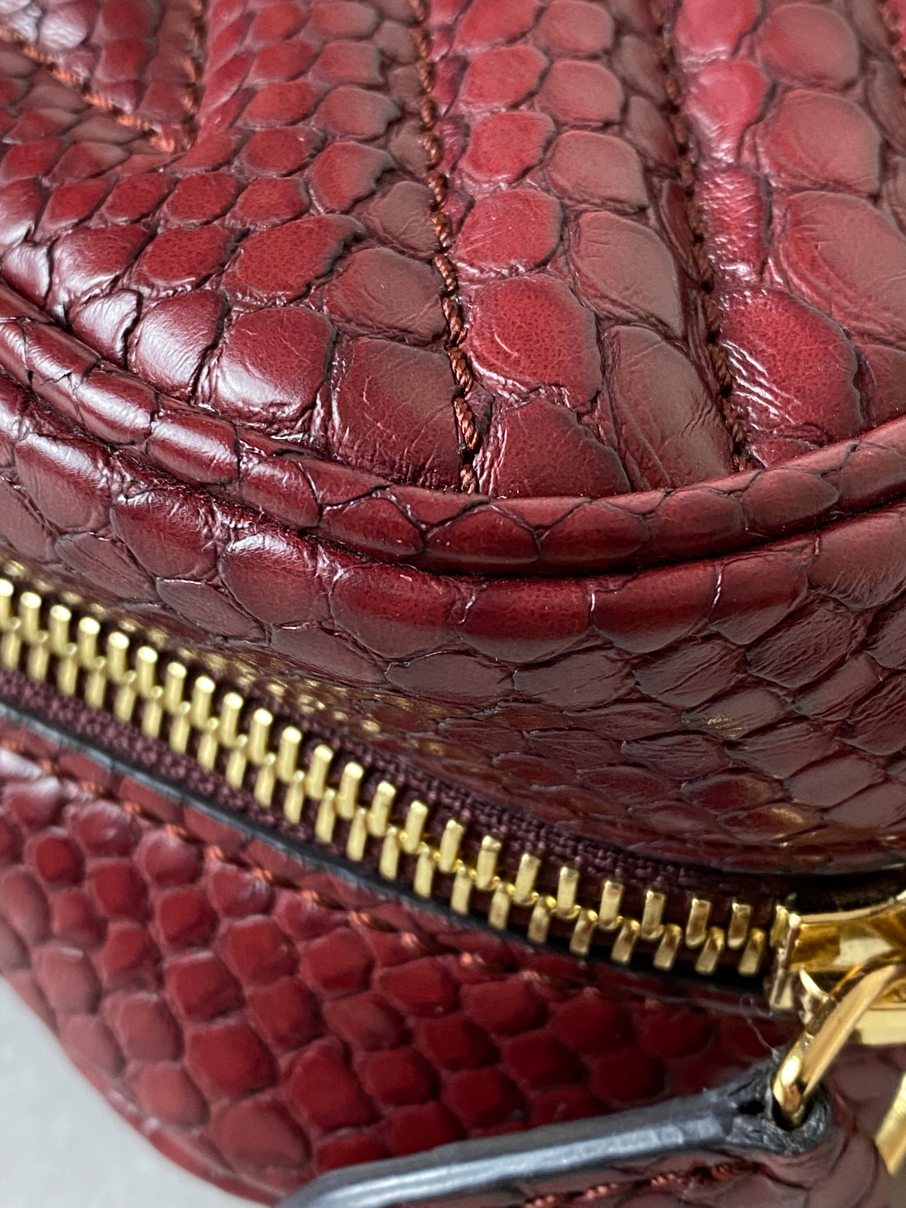 Stella Mccartney Burgundy Python Embossed Star Crossbody Bag-handbag-Stella Mccartney-The Closet Egypt