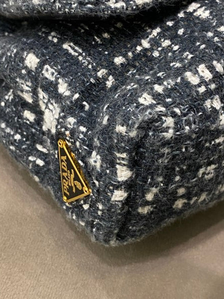 Prada Bicolor Tweed Turnlock Flap Clutch-Clutch-Prada-The Closet Egypt