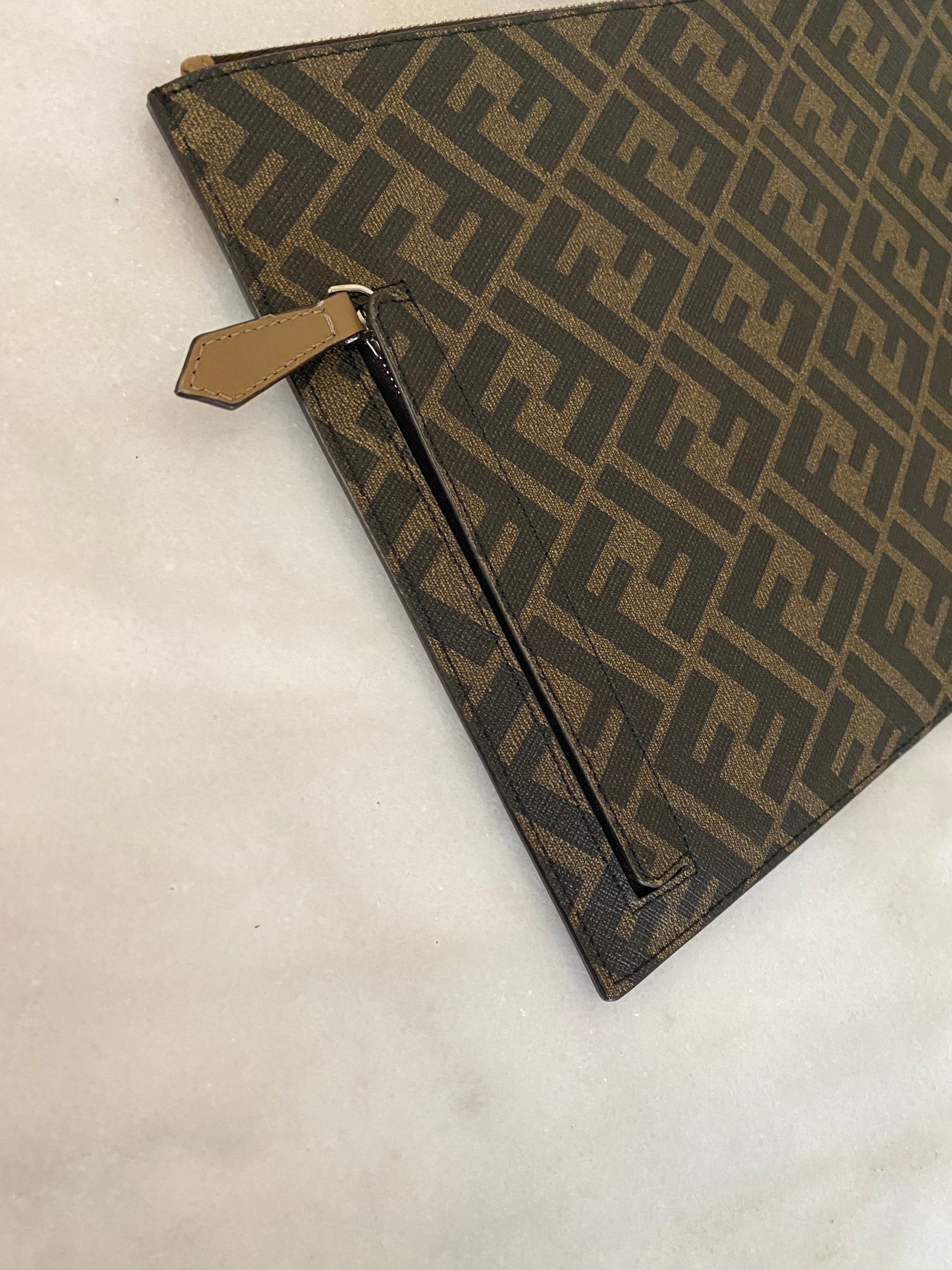 Fendi Tricolor Diagonal Flat FF Pouch-Pouch-Fendi-The Closet Egypt