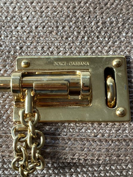 Dolce & Gabbana Dark Beige Raffia Miss Monica Top Handle Bag-handbag-Dolce & Gabbana-The Closet Egypt