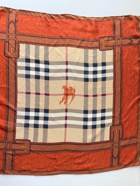 Burberry Orange Haymarket Check Scarf-Scarf-Burberry-The Closet Egypt