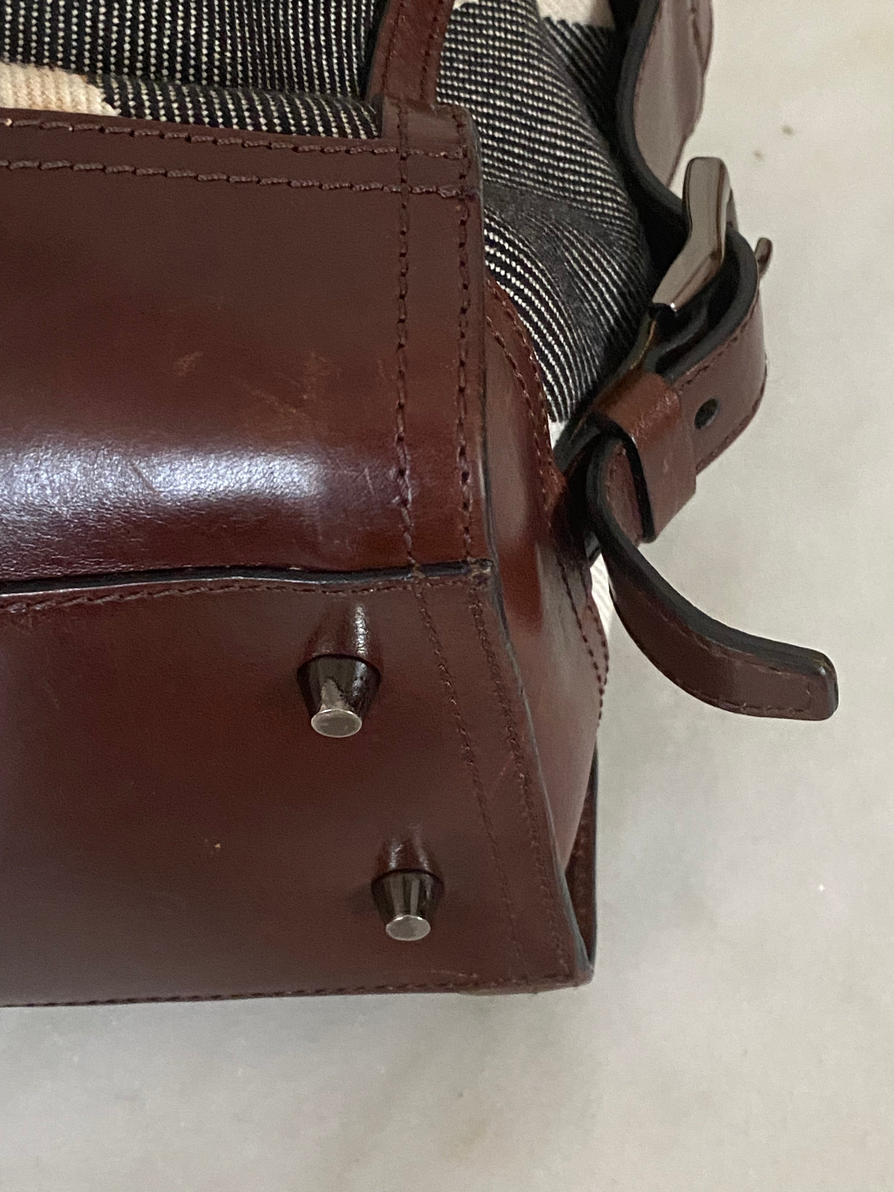 Burberry Brown Bridle Nova Check Zip Top Handle Bag-handbag-Burberry-The Closet Egypt