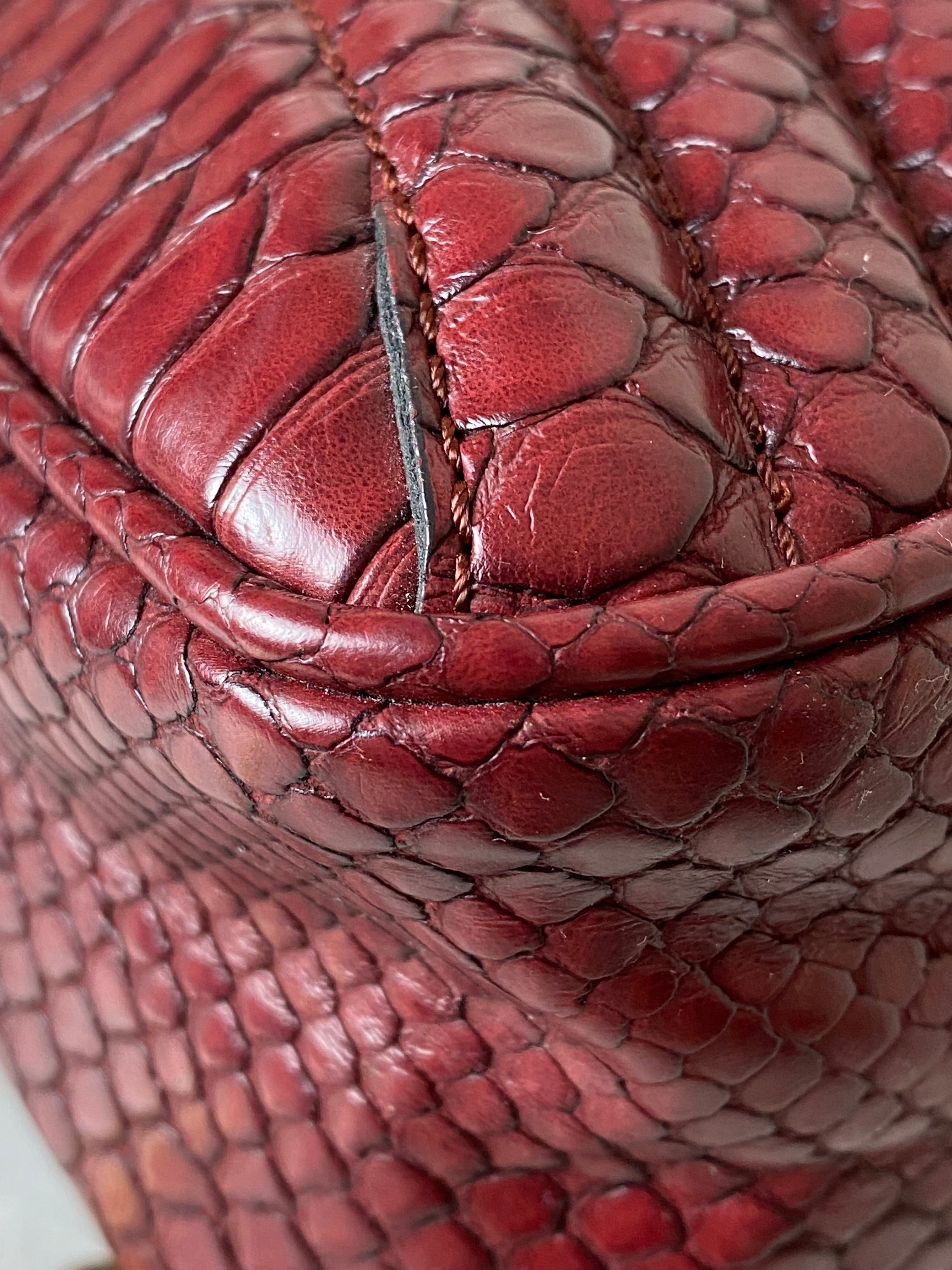 Stella Mccartney Burgundy Python Embossed Star Crossbody Bag-handbag-Stella Mccartney-The Closet Egypt