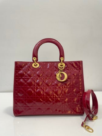 Christian Dior Red Lady Dior Large Bag
