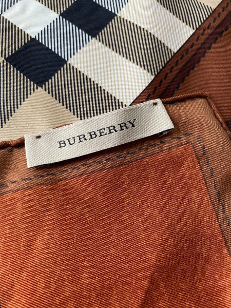 Burberry Orange Haymarket Check Scarf-Scarf-Burberry-The Closet Egypt