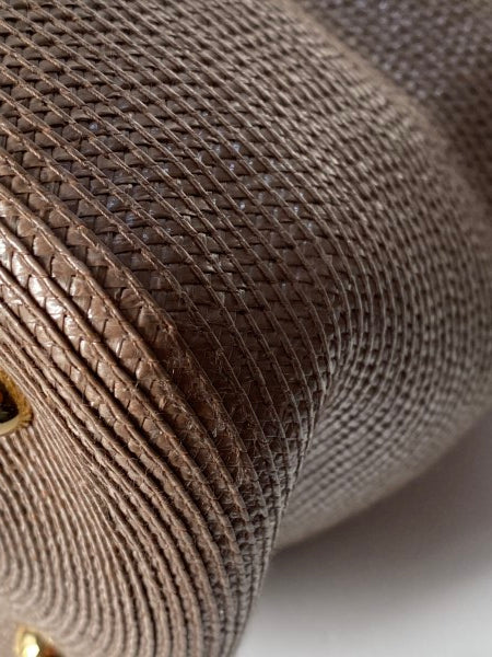 Dolce & Gabbana Dark Beige Raffia Miss Monica Top Handle Bag-handbag-Dolce & Gabbana-The Closet Egypt