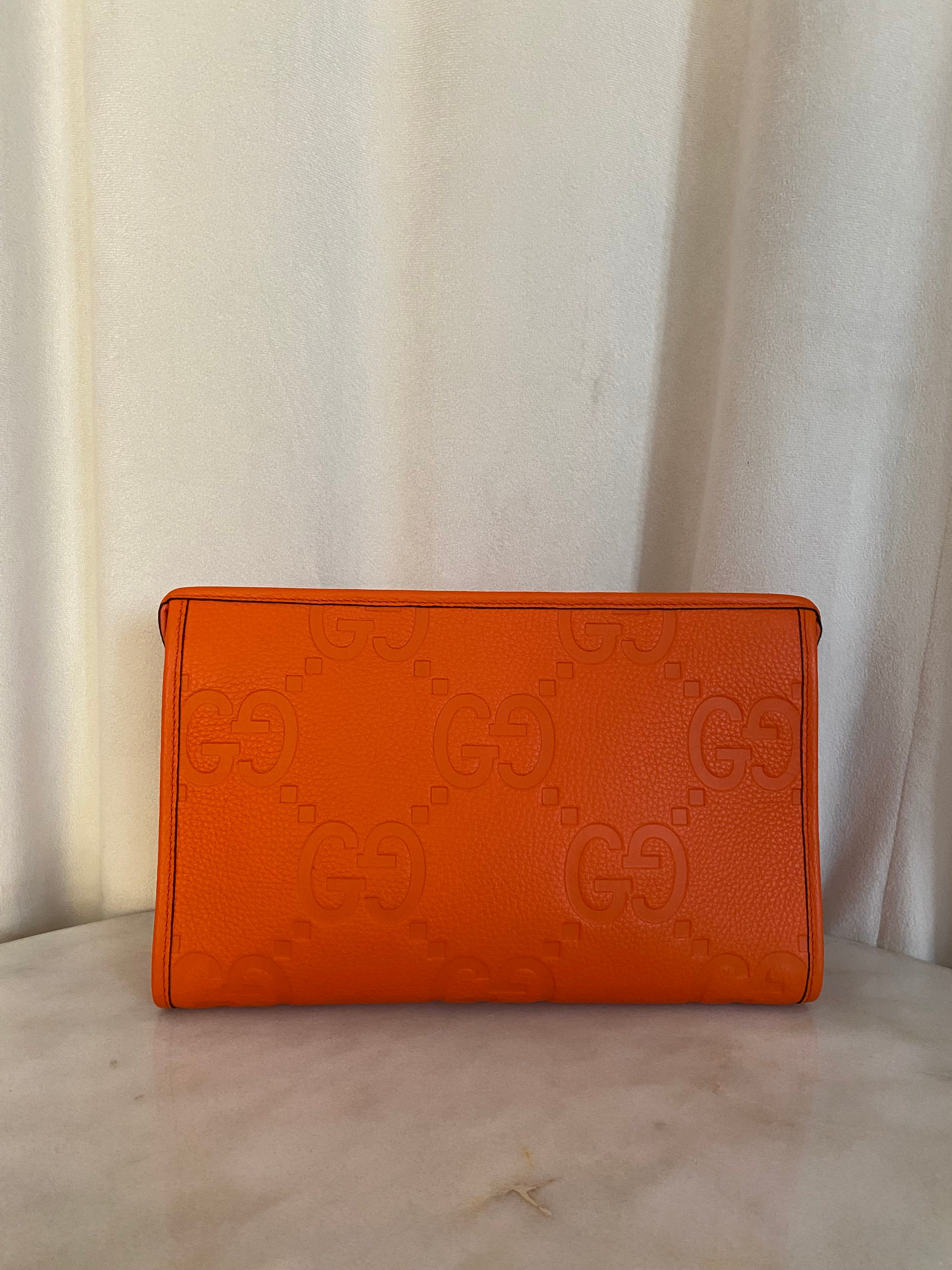 Gucci Orange GG Jumbo Zipper Pouch-Pouch-Gucci-The Closet Egypt