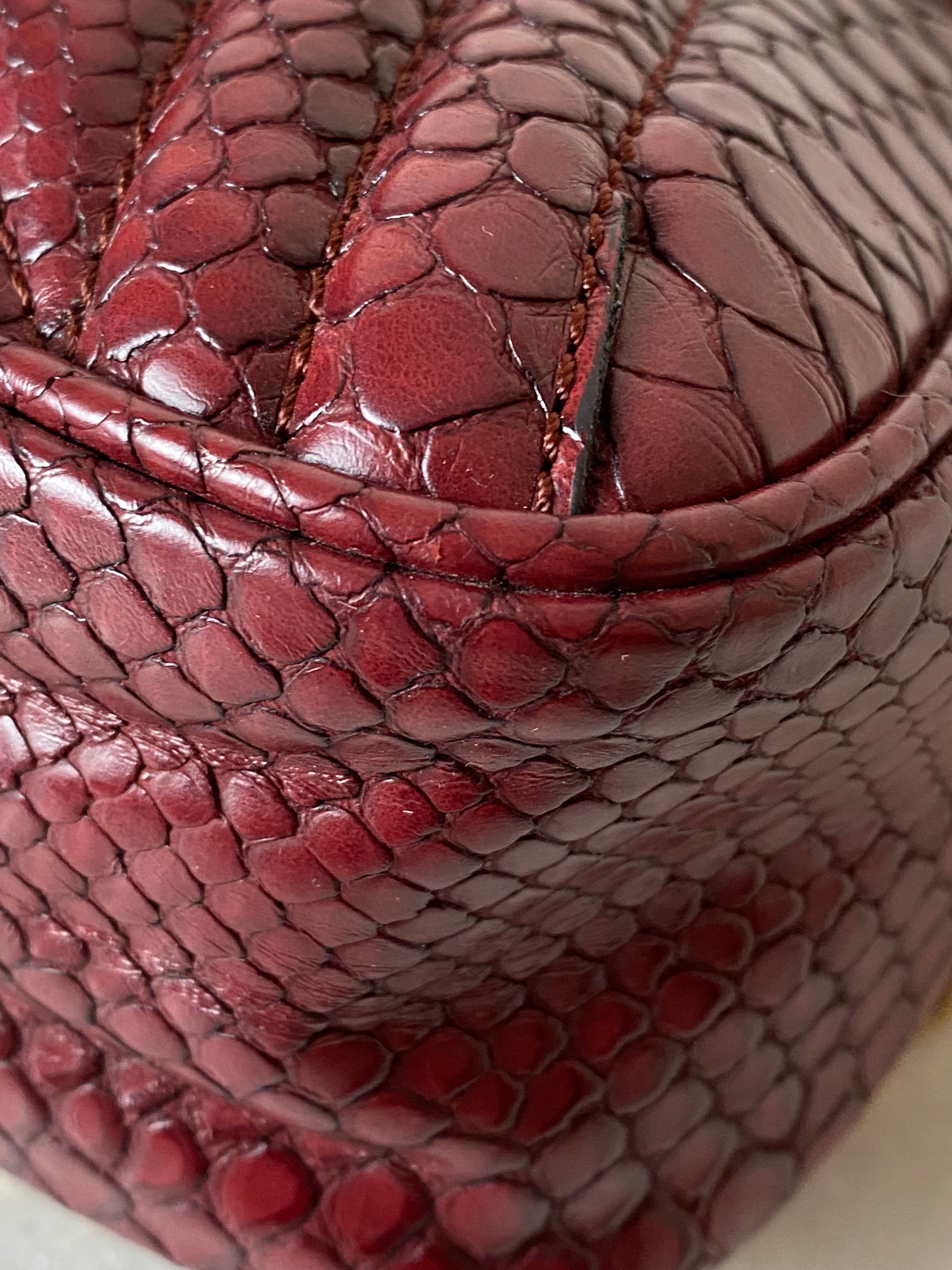 Stella Mccartney Burgundy Python Embossed Star Crossbody Bag-handbag-Stella Mccartney-The Closet Egypt
