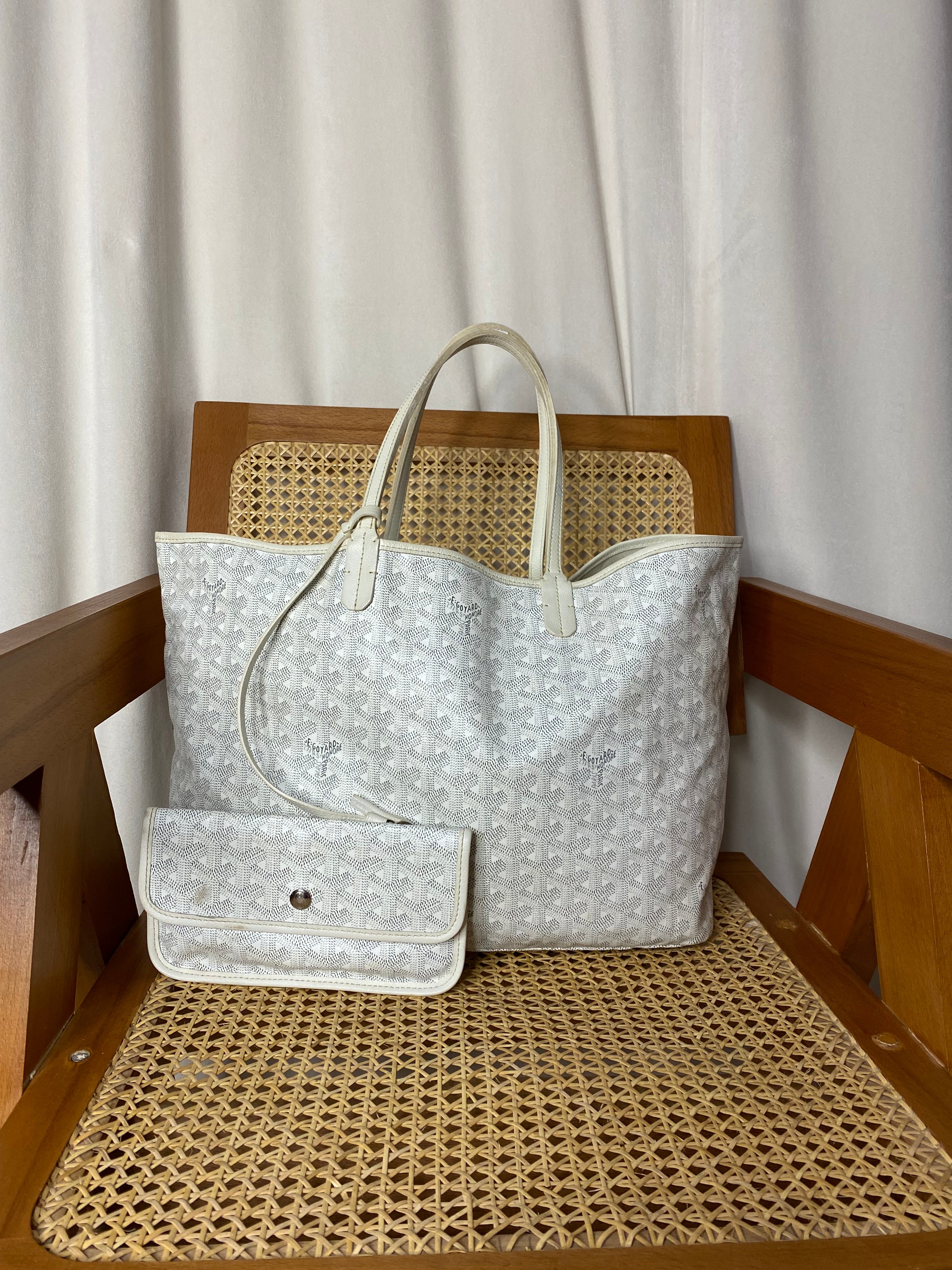 Goyard White Goyardine Saint Louis PM Bag W/ Pouch-handbag-Goyard-The Closet Egypt