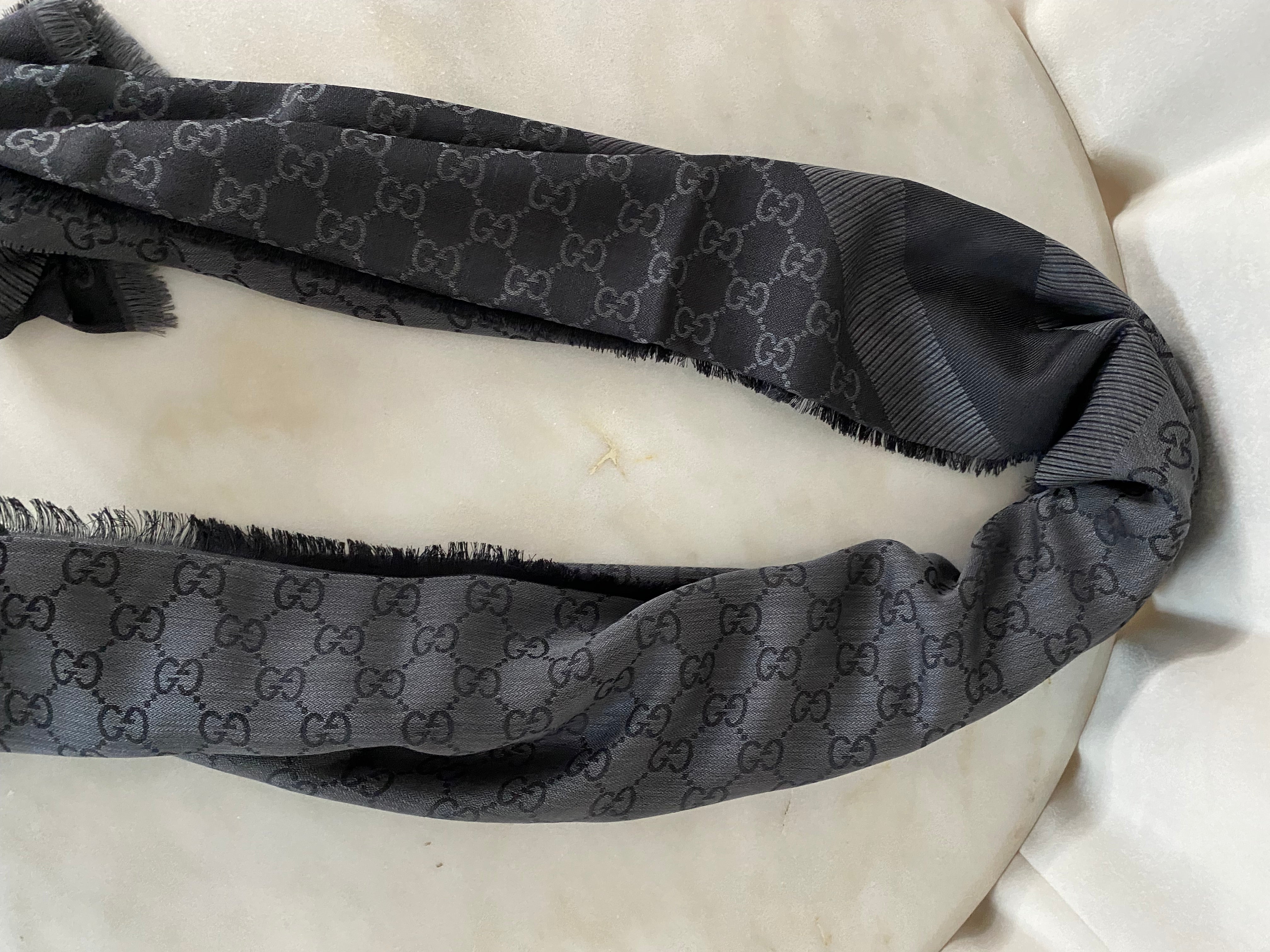 Gucci Dark Grey GG Scarf-Scarf-Gucci-The Closet Egypt