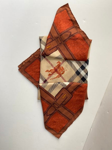 Burberry Orange Haymarket Check Scarf-Scarf-Burberry-The Closet Egypt